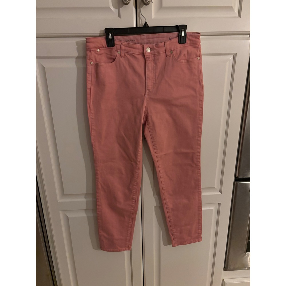 Talbots Flawless Slim Ankle Jeans Womens 10 Pink Cotton Stretch Denim Pants